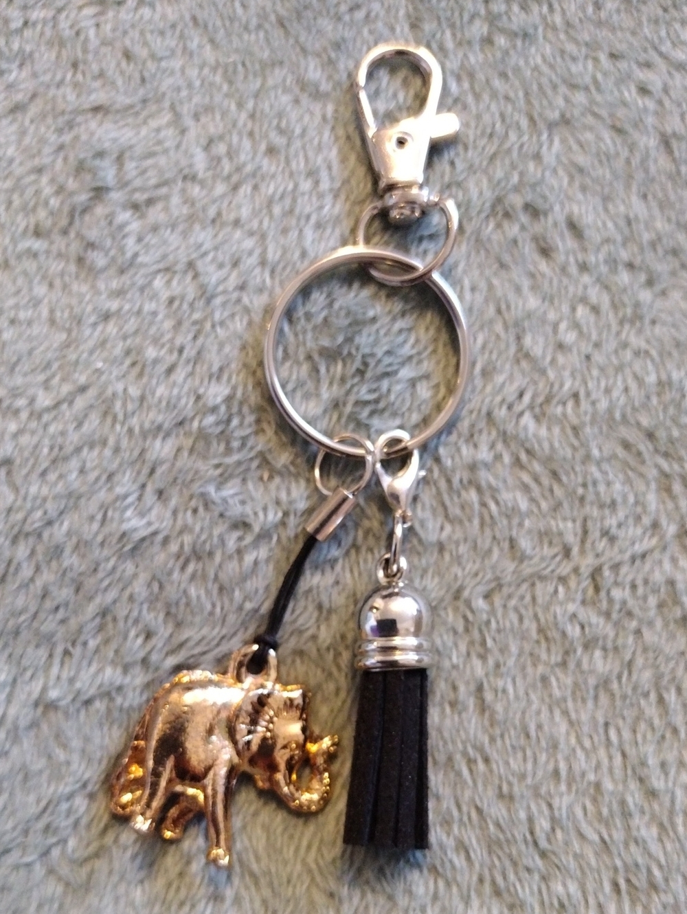 3/$15 - Gold-Tone Elephant With Black Tassel Keychain